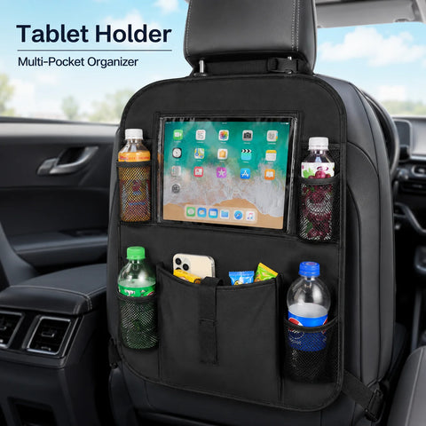 Family travel organizer behind a front seat