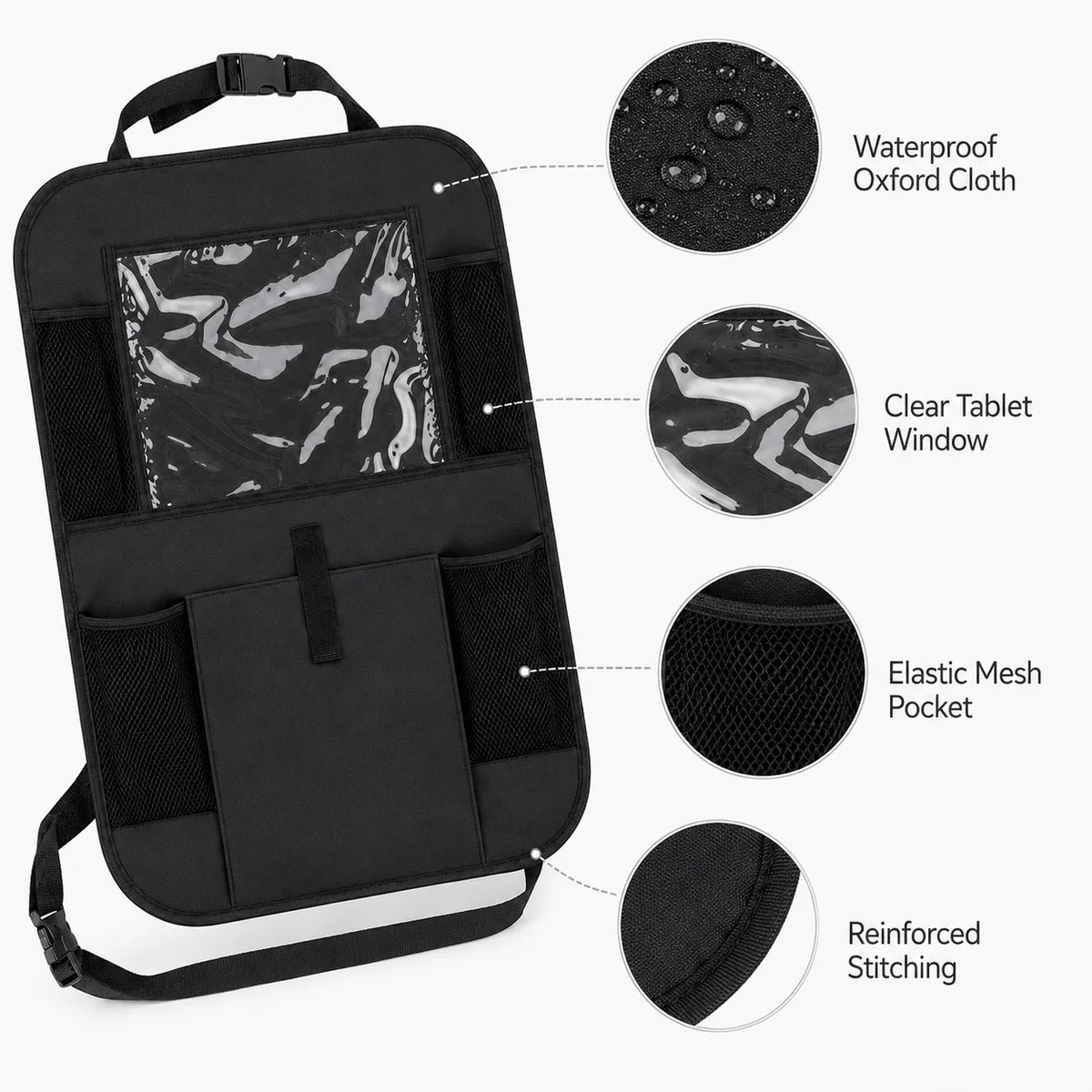 Organizer with transparent tablet holder