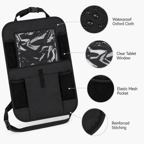Organizer with transparent tablet holder
