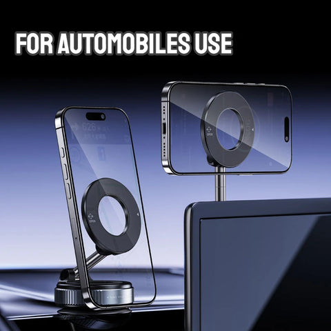 Magnetic holder for portrait and landscape phone viewing