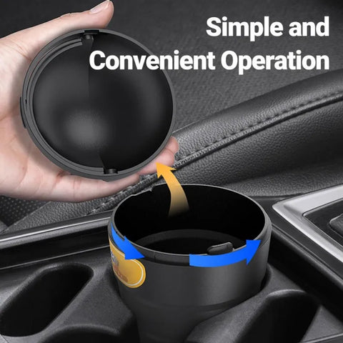 Covered trash can for a car interior