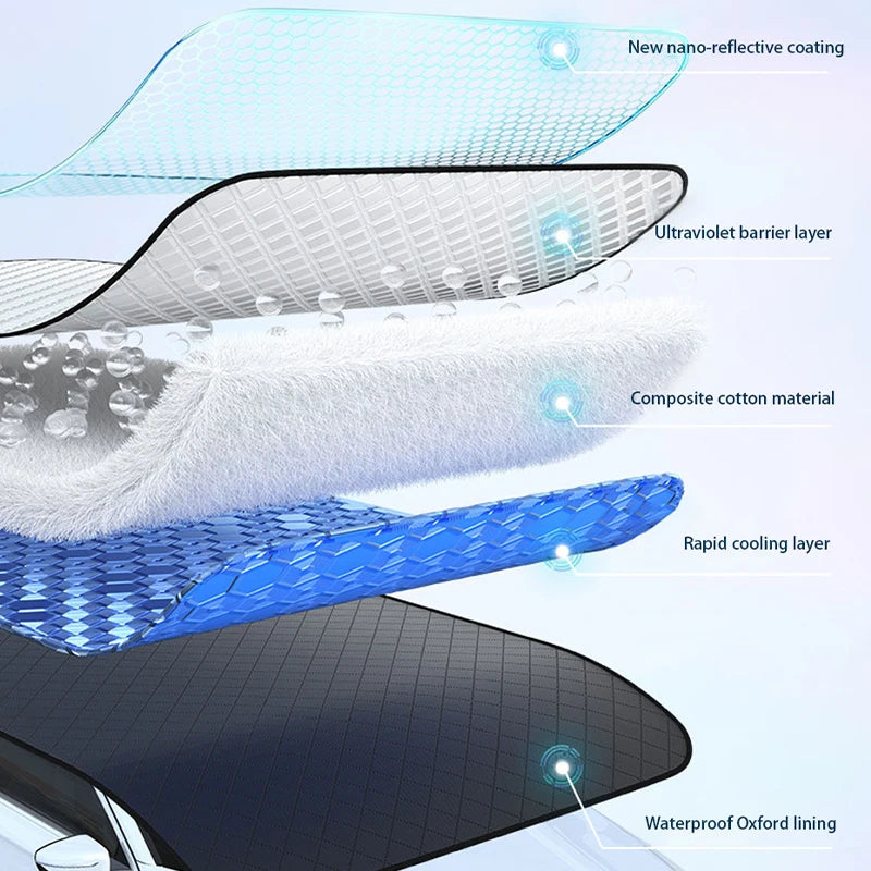 Car windshield cover for snow and frost