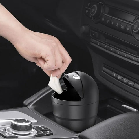 Compact car trash can with lid
